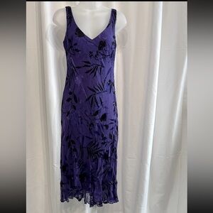 Alex Evenings Purple Floral Midi Dress w/ Scarf NWT